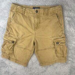 Aeropostale Cargo Shorts Mens 34 Tan Khaki Cotton Stretch Utility Pocket Casual